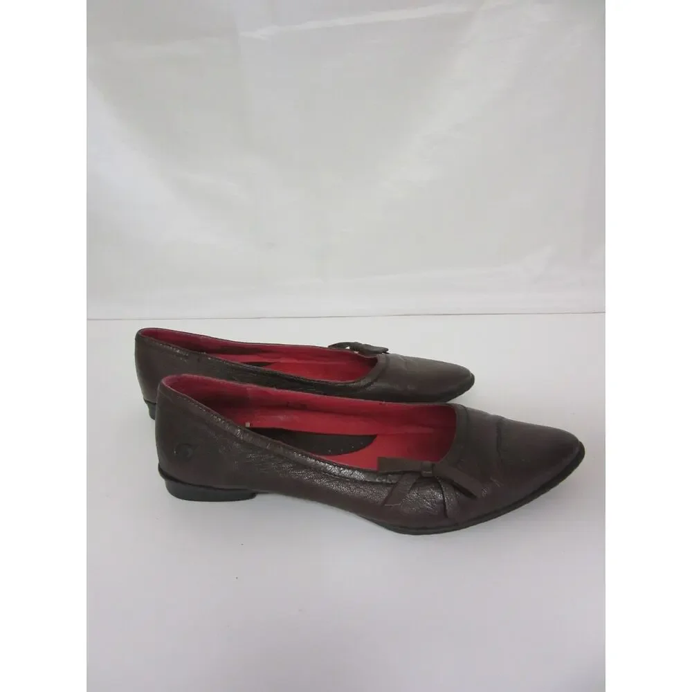 BORN Women's Dark Brown 7M Pointed Toe Comfort Flats